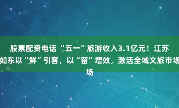 股票配资电话 “五一”旅游收入3.1亿元！江苏如东以“鲜”引客，以“留”增效，激活全域文旅市场